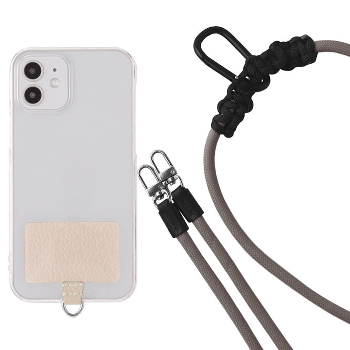 Étui transparent cuir véritable 32 couleurs cuir italien grainé ensemble porte-cartes & sangle d'épaule corde 8mm avec étui arrière