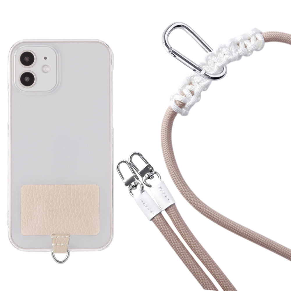 Étui transparent cuir véritable 32 couleurs cuir italien grainé ensemble porte-cartes & sangle d'épaule corde 8mm avec étui arrière