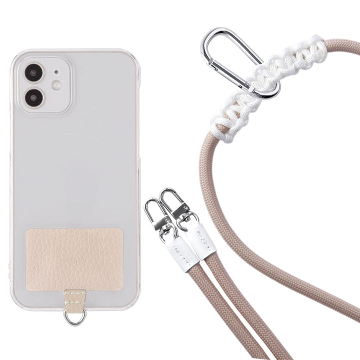 Étui transparent cuir véritable 32 couleurs cuir italien grainé ensemble porte-cartes & sangle d'épaule corde 8mm avec étui arrière