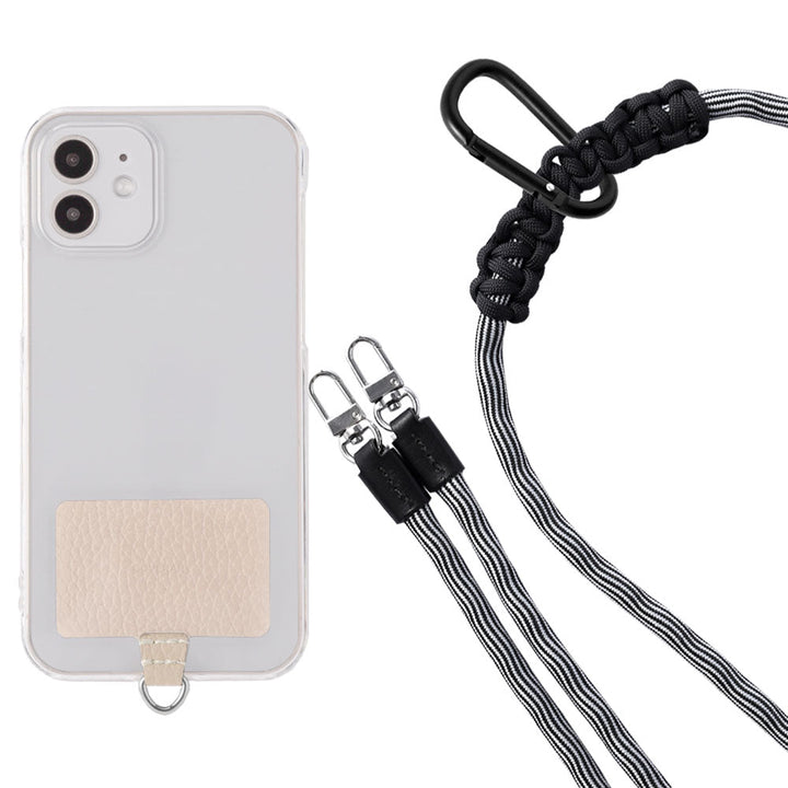 Étui transparent cuir véritable 32 couleurs cuir italien grainé ensemble porte-cartes & sangle d'épaule corde 8mm avec étui arrière