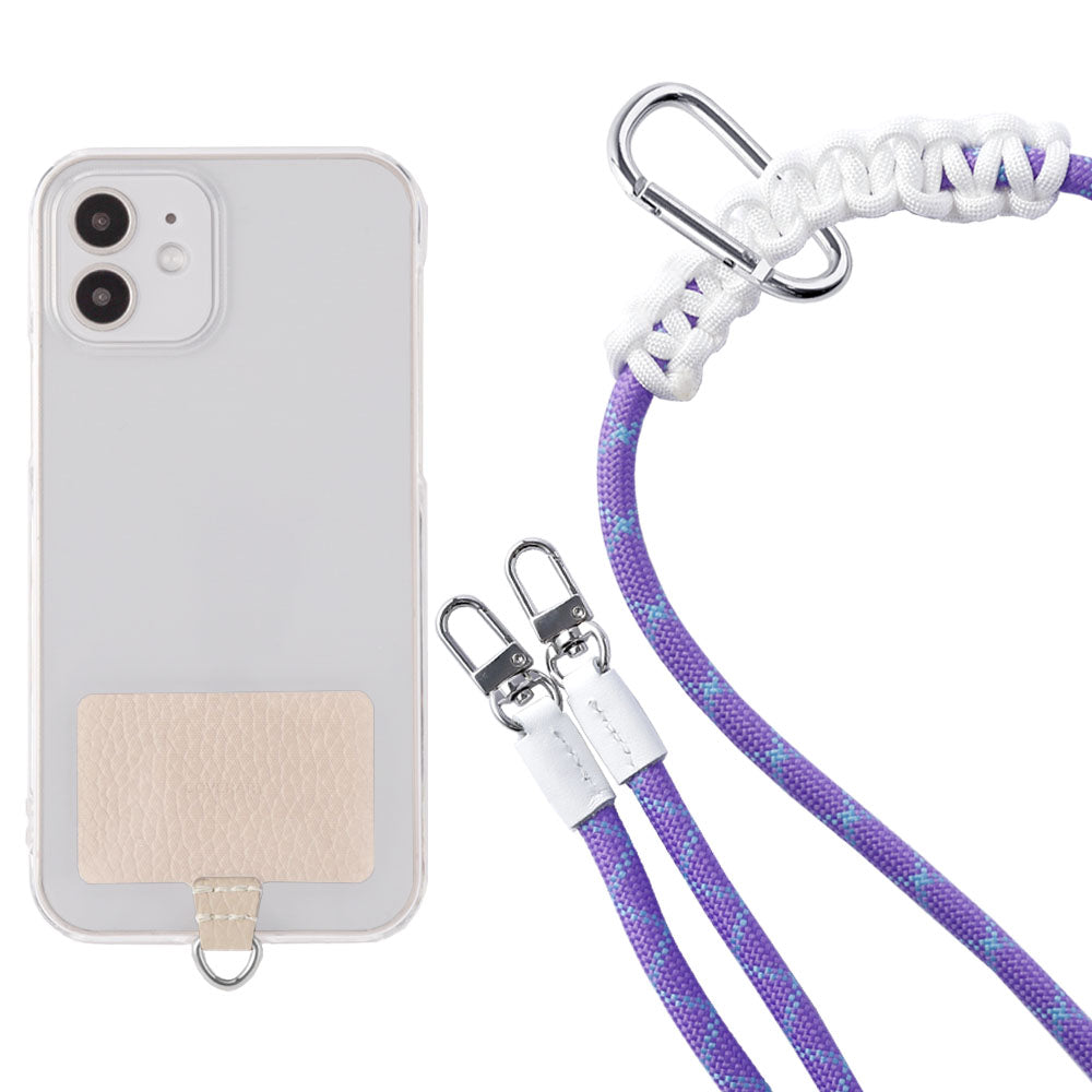 Étui transparent cuir véritable 32 couleurs cuir italien grainé ensemble porte-cartes & sangle d'épaule corde 8mm avec étui arrière