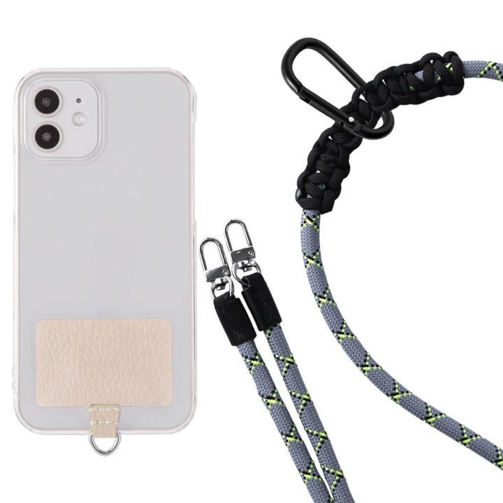 Étui transparent cuir véritable 32 couleurs cuir italien grainé ensemble porte-cartes & sangle d'épaule corde 8mm avec étui arrière