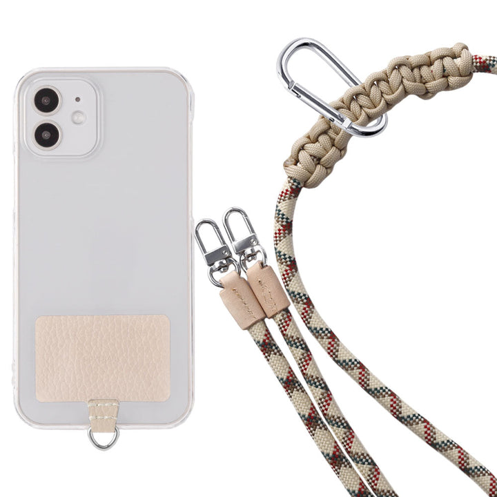 Étui transparent cuir véritable 32 couleurs cuir italien grainé ensemble porte-cartes & sangle d'épaule corde 8mm avec étui arrière