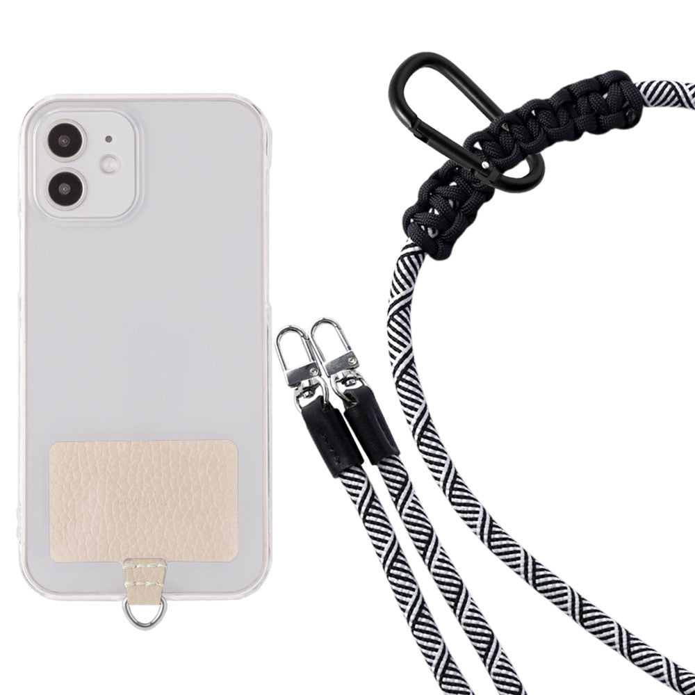 Étui transparent cuir véritable 32 couleurs cuir italien grainé ensemble porte-cartes & sangle d'épaule corde 8mm avec étui arrière