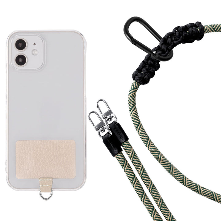 Étui transparent cuir véritable 32 couleurs cuir italien grainé ensemble porte-cartes & sangle d'épaule corde 8mm avec étui arrière