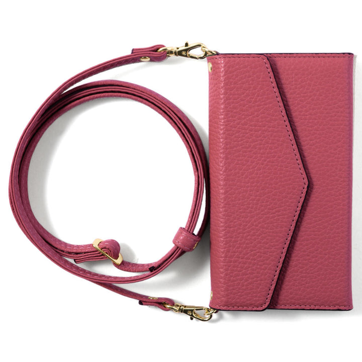 Genuine leather Italian shrink leather letter-style tri-fold with shoulder strap notebook-style case Galaxy series