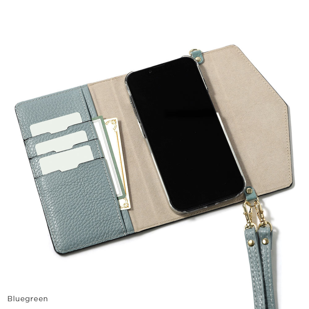 本革 イタリアンシュリンクレザー レター型三つ折り ショルダーストラップ付き 手帳型ケース Xperiaシリーズ