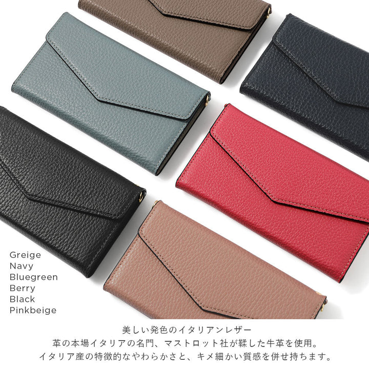 Genuine leather Italian shrink leather letter-style tri-fold with shoulder strap notebook-style case Galaxy series