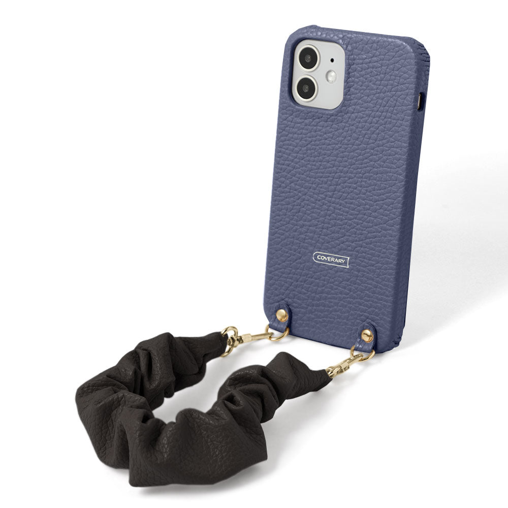 Cuir véritable 32 couleurs cuir italien grainé avec sangle courte style chouchou étui arrière série Xperia