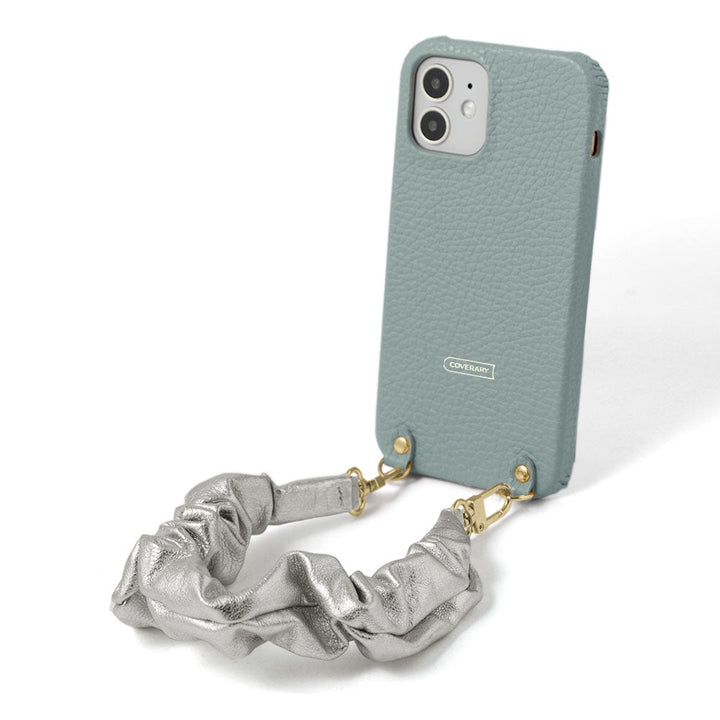 Genuine leather 32 colors Italian shrink leather with chouchou-style short strap back case AQUOS series