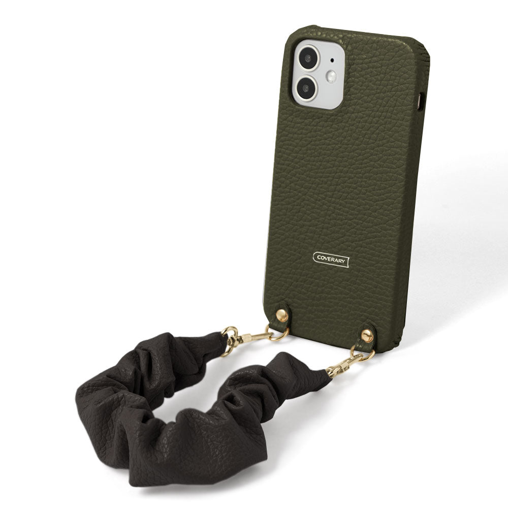 Genuine leather 32 colors Italian shrink leather with chouchou-style short strap back case for Google Pixel series