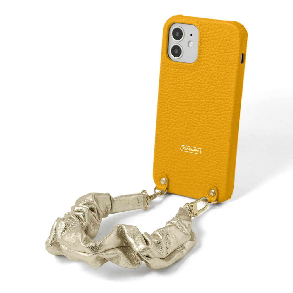 Genuine leather 32 colors Italian shrink leather with chouchou-style short strap back case AQUOS series