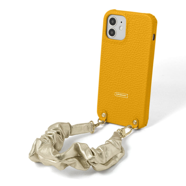 Genuine leather 32 colors Italian shrink leather with chouchou-style short strap back case AQUOS series