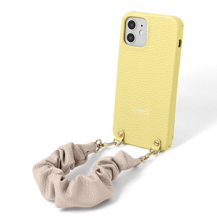 Cuir véritable 32 couleurs cuir italien grainé avec sangle courte style chouchou étui arrière série Xperia