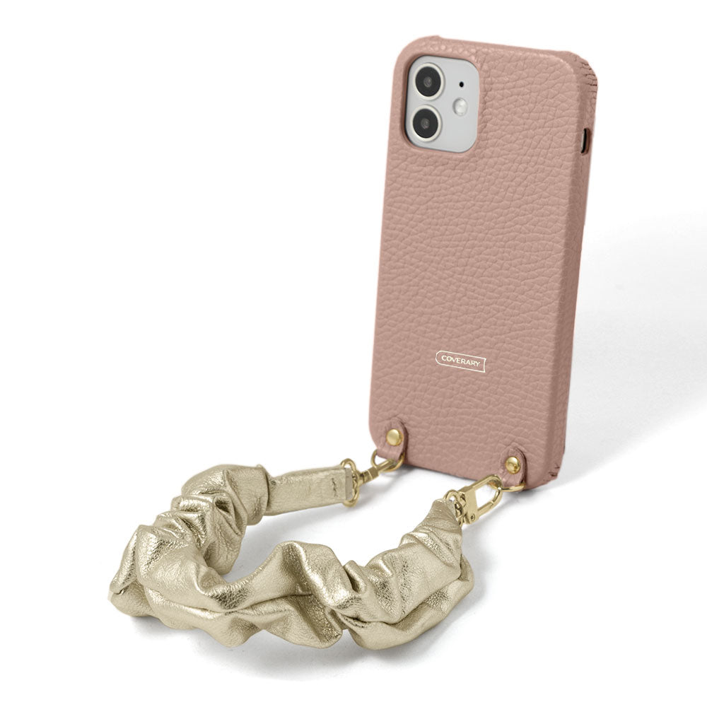 Cuir véritable 32 couleurs cuir italien grainé avec sangle courte style chouchou étui arrière série Xperia