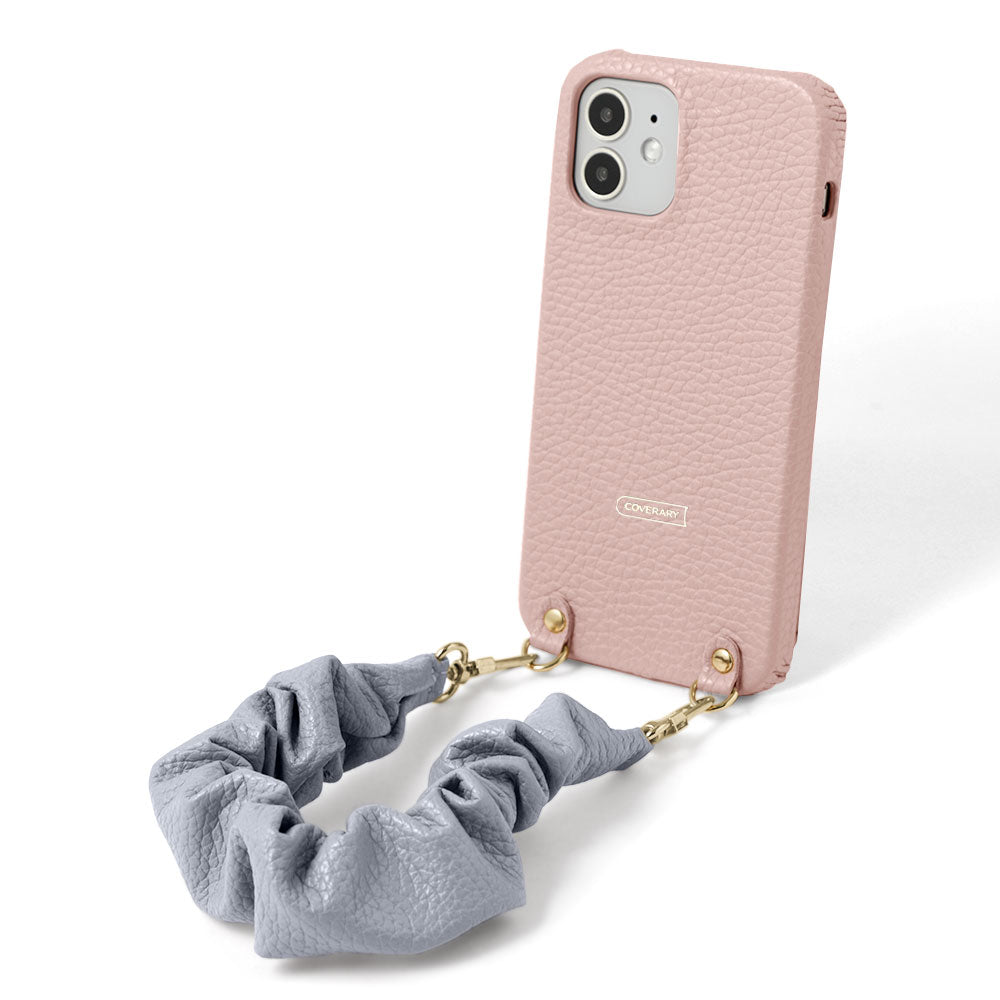 Genuine leather 32 colors Italian shrink leather with chouchou-style short strap back case AQUOS series