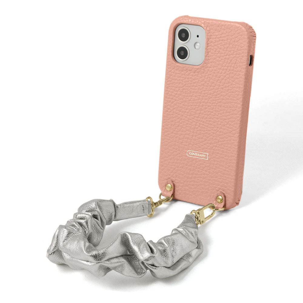 Cuir véritable 32 couleurs cuir italien grainé avec sangle courte style chouchou étui arrière série Xperia