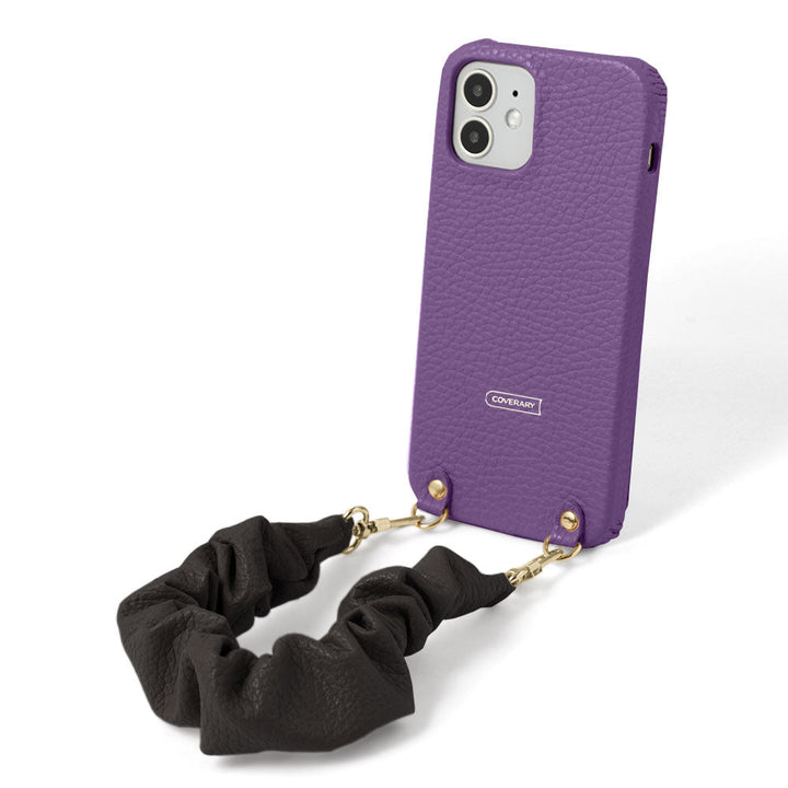 Genuine leather 32 colors Italian shrink leather with chouchou-style short strap back case for Google Pixel series