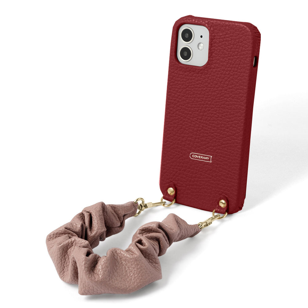 Genuine leather 32 colors Italian shrink leather with chouchou-style short strap back case for Google Pixel series