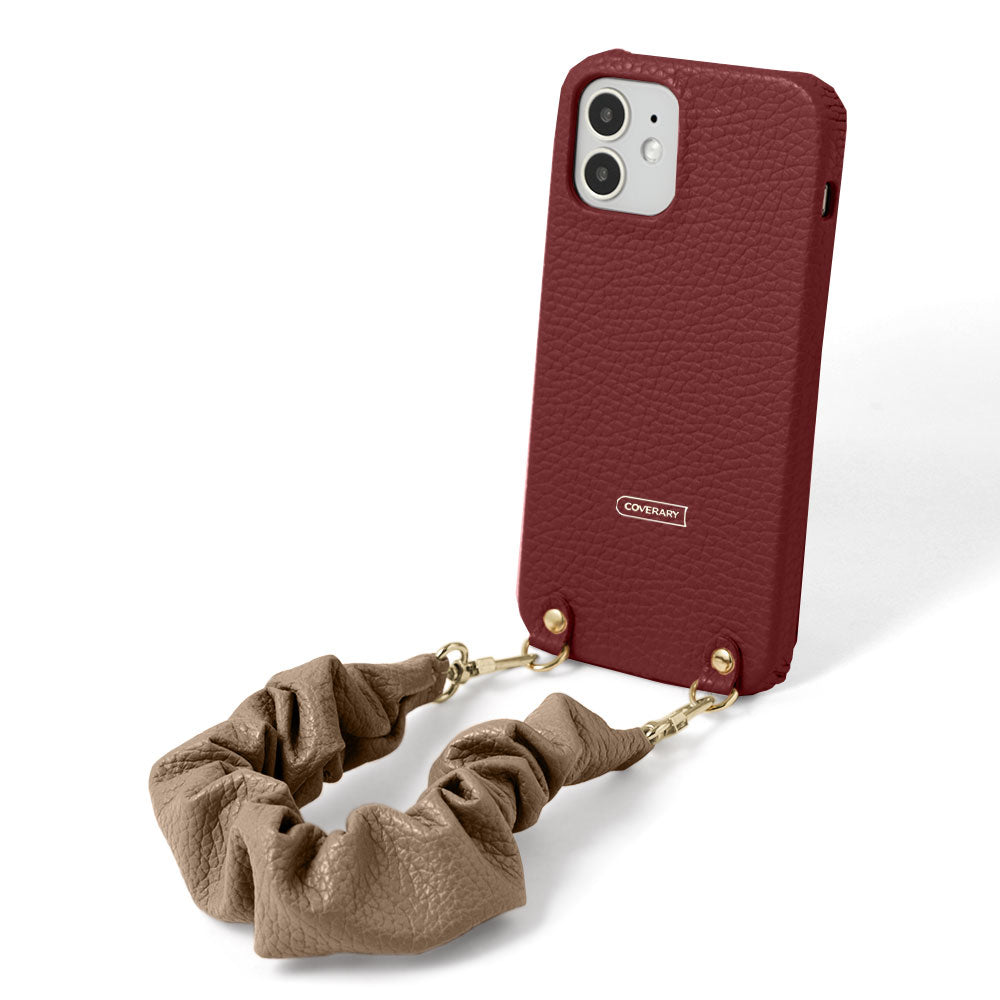 Genuine leather 32 colors Italian shrink leather with chouchou-style short strap back case for Google Pixel series