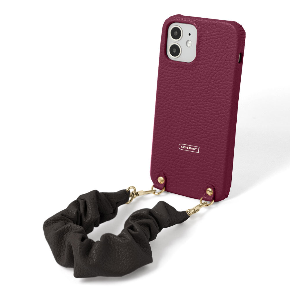 Genuine leather 32 colors Italian shrink leather with chouchou-style short strap back case AQUOS series