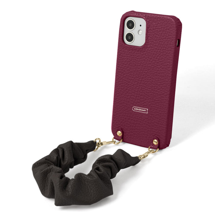 Genuine leather 32 colors Italian shrink leather with chouchou-style short strap back case for Google Pixel series