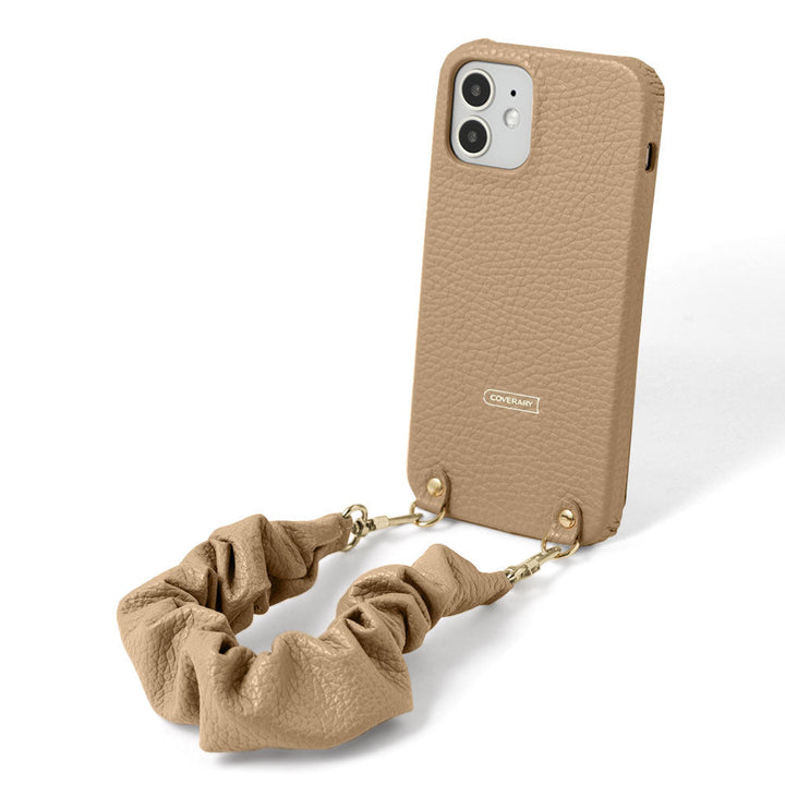 Genuine leather 32 colors Italian shrink leather with chouchou-style short strap back case AQUOS series