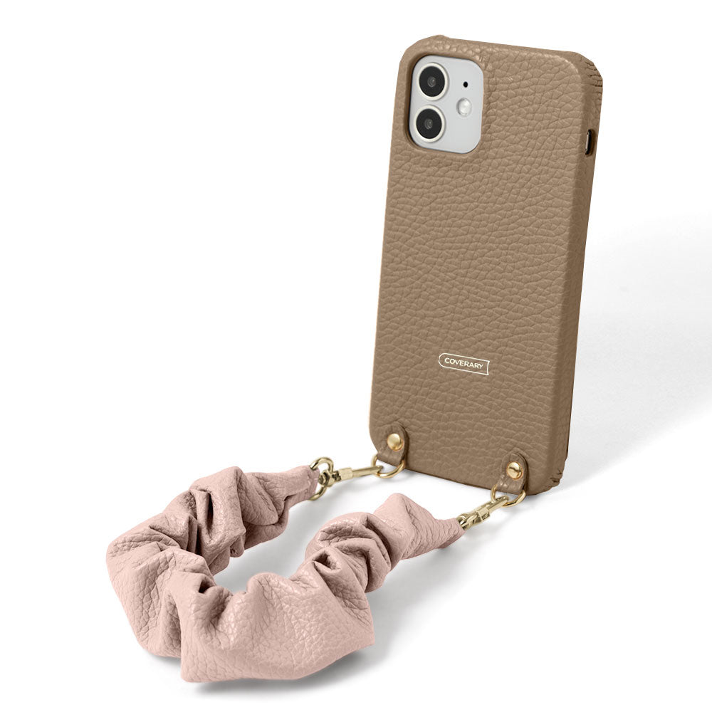 Genuine leather 32 colors Italian shrink leather with chouchou-style short strap back case for Google Pixel series