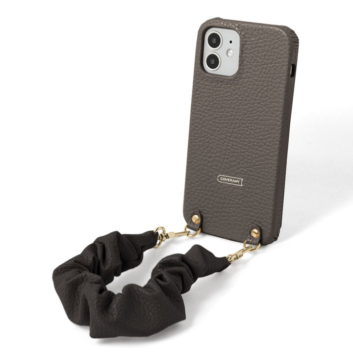 Genuine leather 32 colors Italian shrink leather with chouchou-style short strap back case AQUOS series