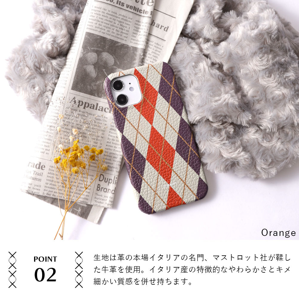 Genuine leather Italian shrink leather Argyle pattern back case Galaxy series