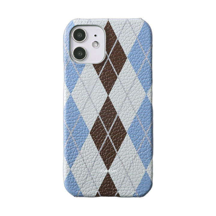 Genuine leather Italian shrink leather Argyle pattern back case AQUOS series