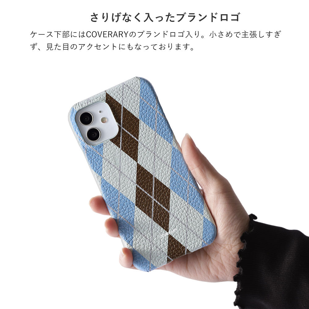 Genuine leather Italian shrink leather Argyle pattern back case Galaxy series