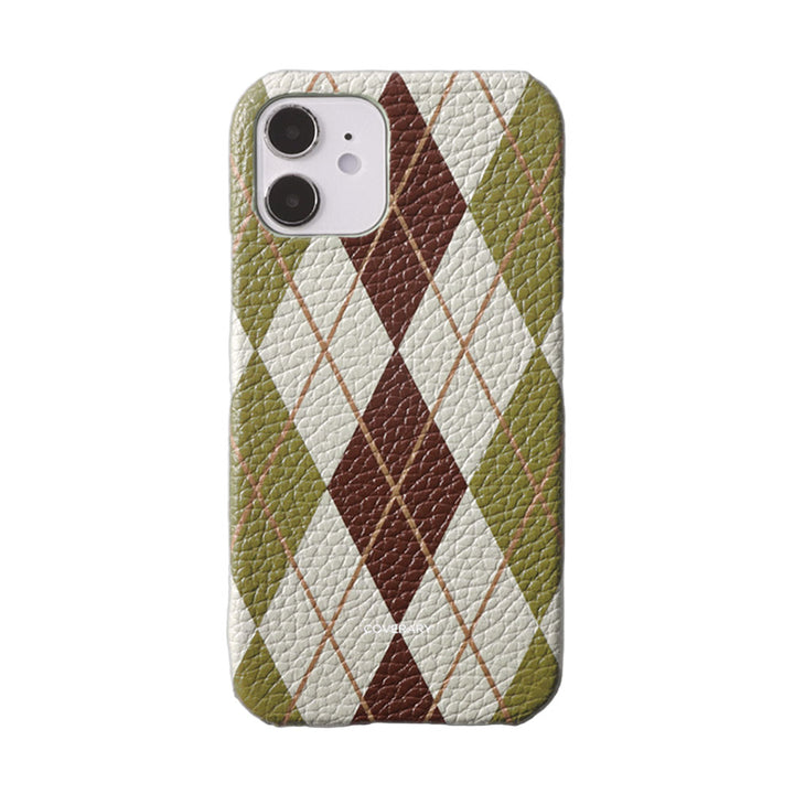 Genuine leather Italian shrink leather argyle pattern back case