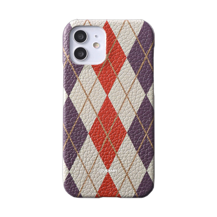 Genuine leather Italian shrink leather Argyle pattern back case AQUOS series