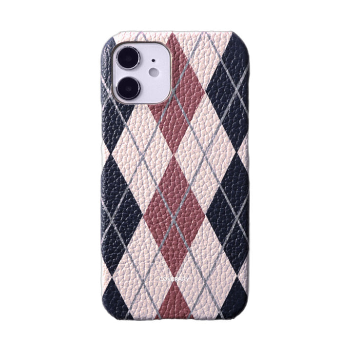 Genuine leather Italian shrink leather argyle pattern back case