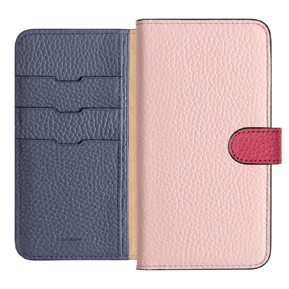 Genuine Leather 32 Colors Italian Shrink Leather Triple Color Notebook-Style Case (With Belt) Xperia Series