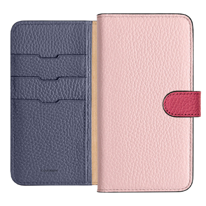 Genuine Leather 32 Colors Italian Shrink Leather Triple Color Notebook-Style Case (With Belt) Xperia Series