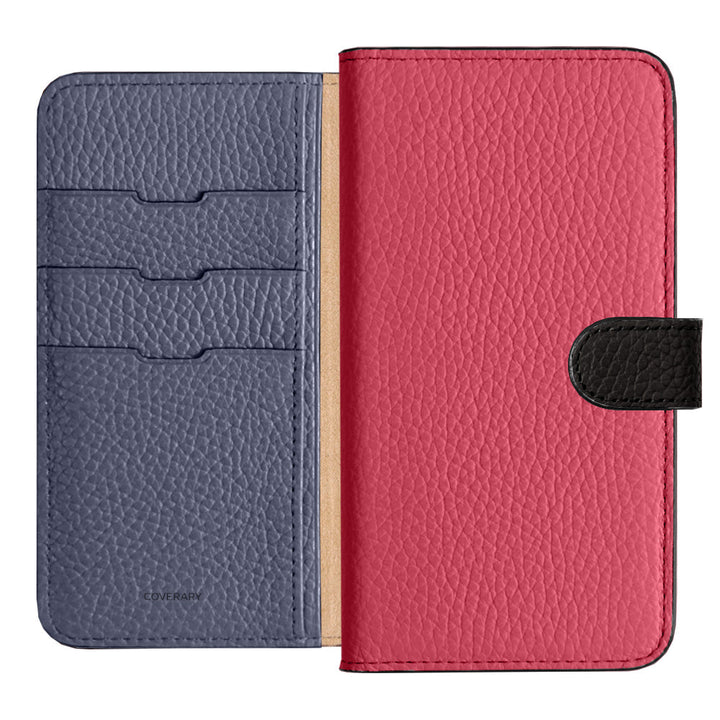 Genuine Leather 32 Colors Italian Shrink Leather Triple Color Notebook-Style Case (With Belt) Xperia Series