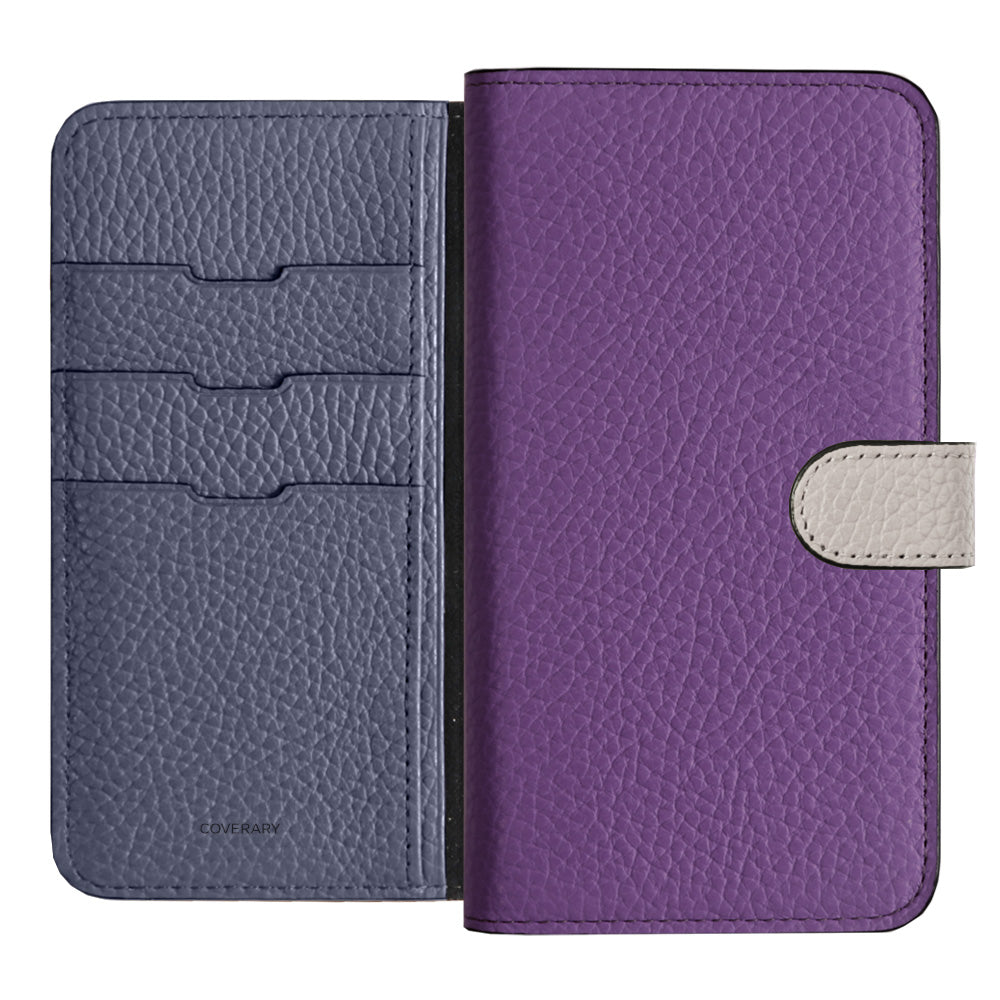Genuine Leather 32 Colors Italian Shrink Leather Triple Color Notebook-Style Case (With Belt) AQUOS Series