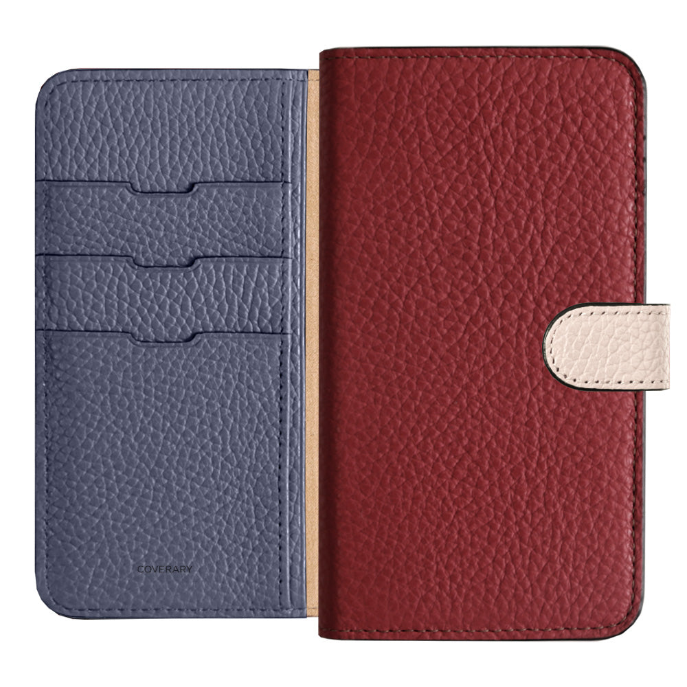 Genuine Leather 32 Colors Italian Shrink Leather Triple Color Notebook-Style Case (With Belt) AQUOS Series