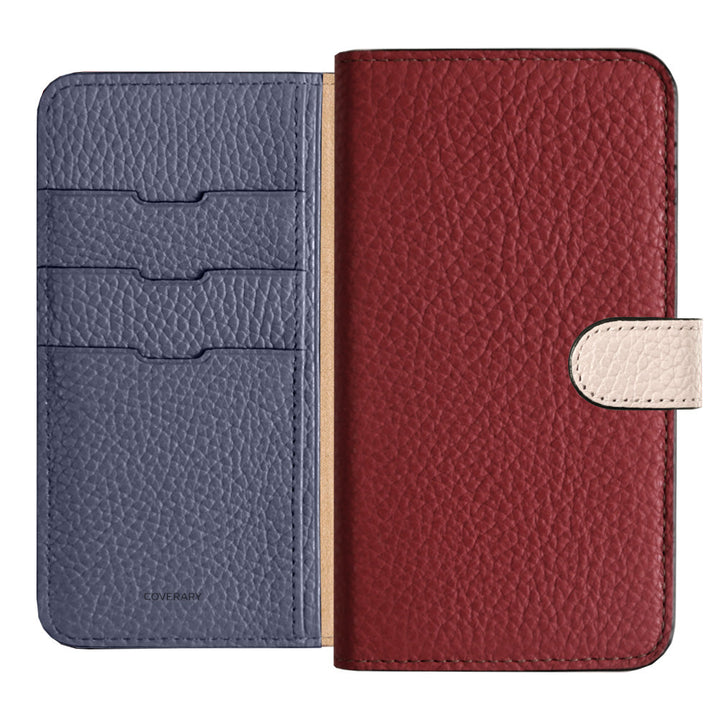 Genuine Leather 32 Colors Italian Shrink Leather Triple Color Notebook-Style Case (With Belt) Xperia Series