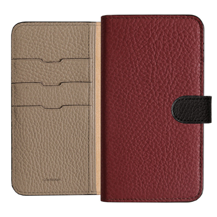 Genuine Leather 32 Colors Italian Shrink Leather Triple Color Notebook-Style Case (With Belt) Xperia Series