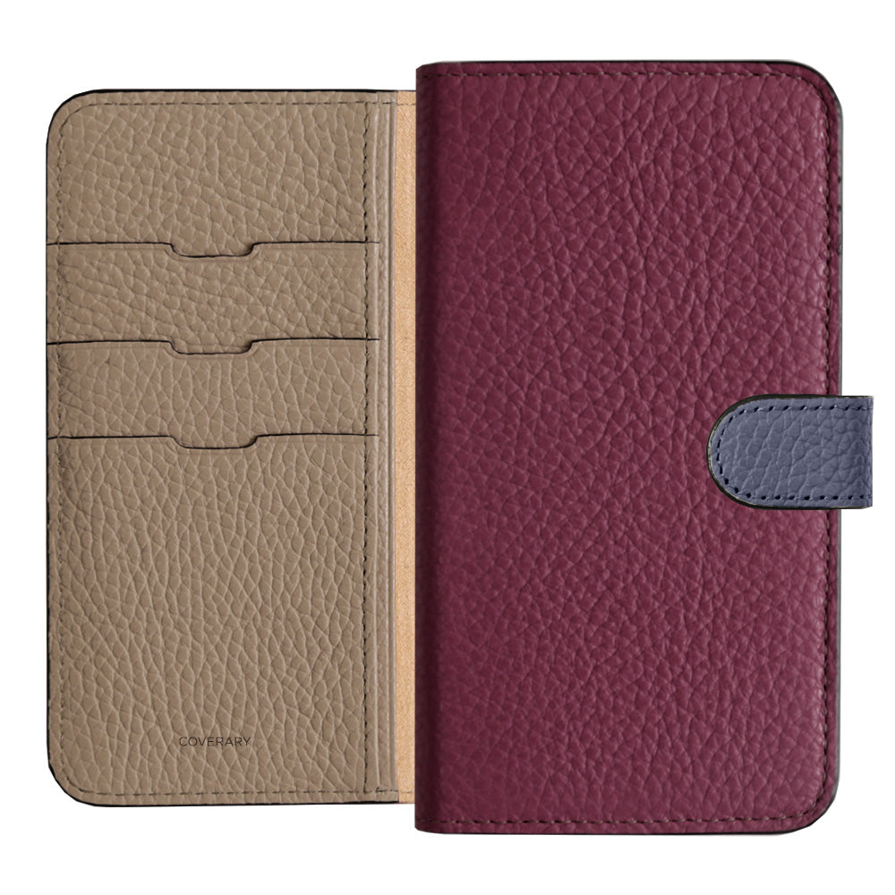 Genuine Leather 32 Colors Italian Shrink Leather Triple Color Notebook-Style Case (With Belt) Xperia Series