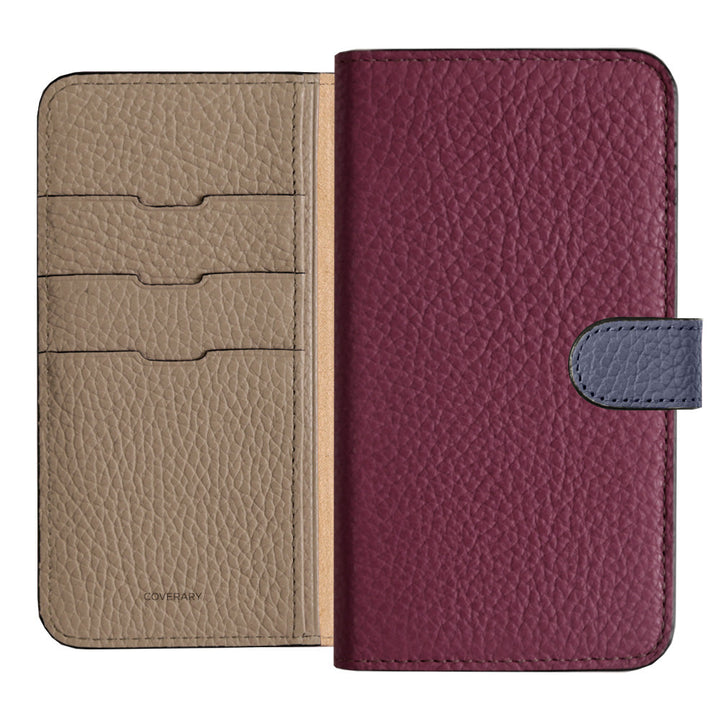 Genuine Leather 32 Colors Italian Shrink Leather Triple Color Notebook-Style Case (With Belt) AQUOS Series