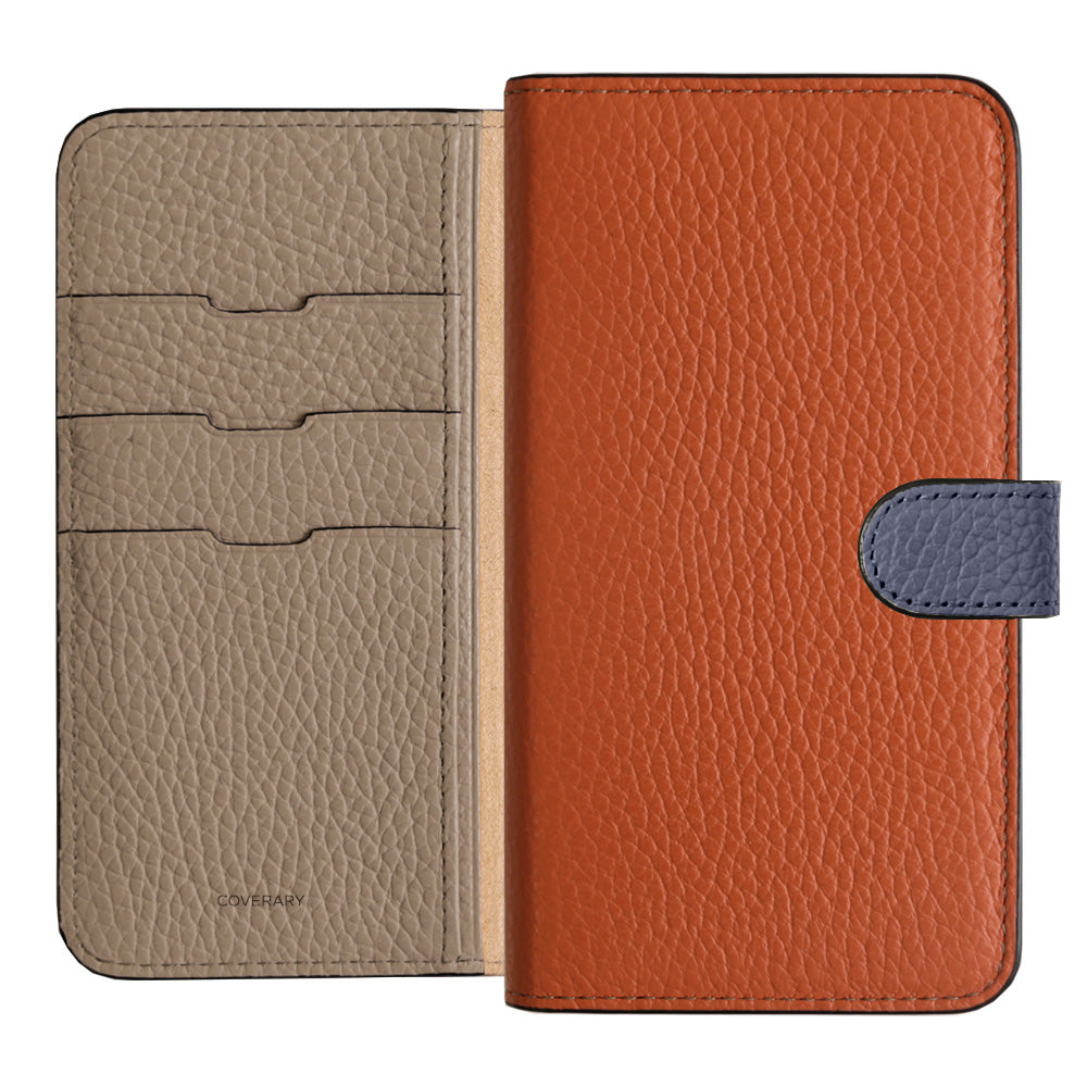 Genuine Leather 32 Colors Italian Shrink Leather Triple Color Notebook-Style Case (With Belt) AQUOS Series