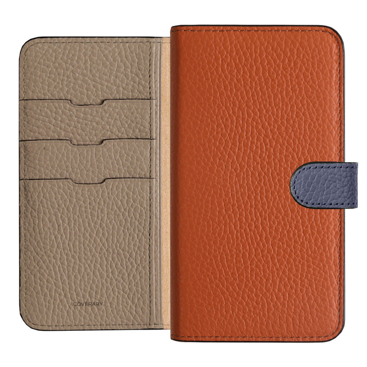 Genuine Leather 32 Colors Italian Shrink Leather Triple Color Notebook-Style Case (With Belt) AQUOS Series