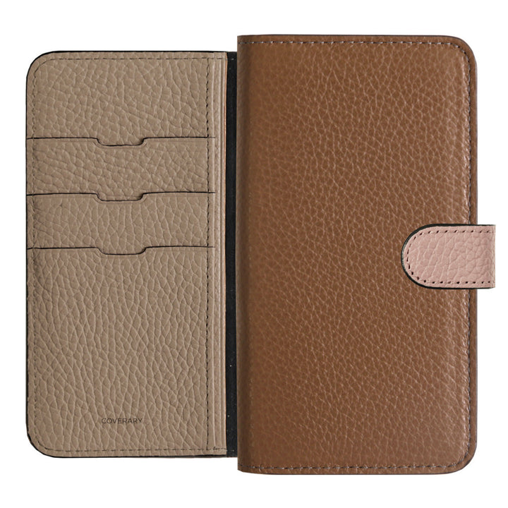 Genuine Leather 32 Colors Italian Shrink Leather Triple Color Notebook-Style Case (With Belt) AQUOS Series