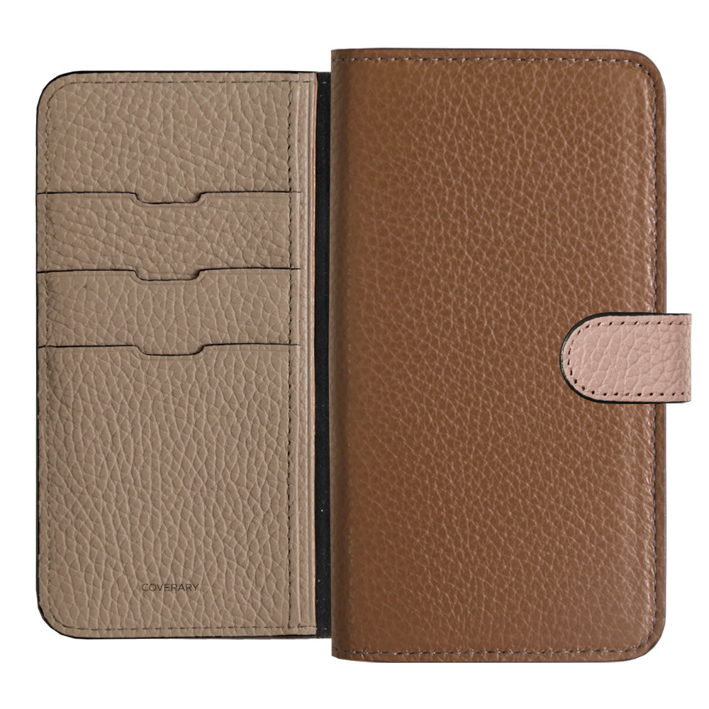 Genuine Leather 32 Colors Italian Shrink Leather Triple Color Notebook-Style Case (With Belt) Xperia Series