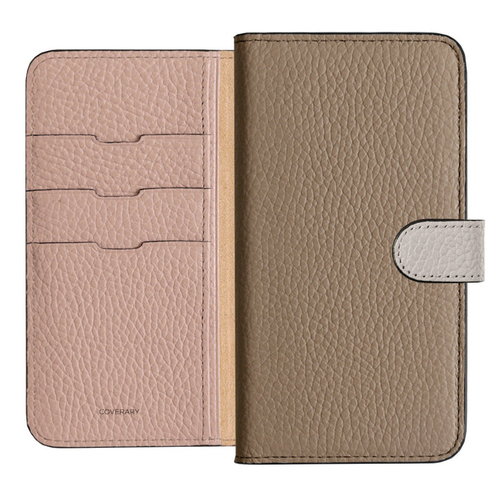 Genuine Leather 32 Colors Italian Shrink Leather Triple Color Notebook-Style Case (With Belt) Xperia Series