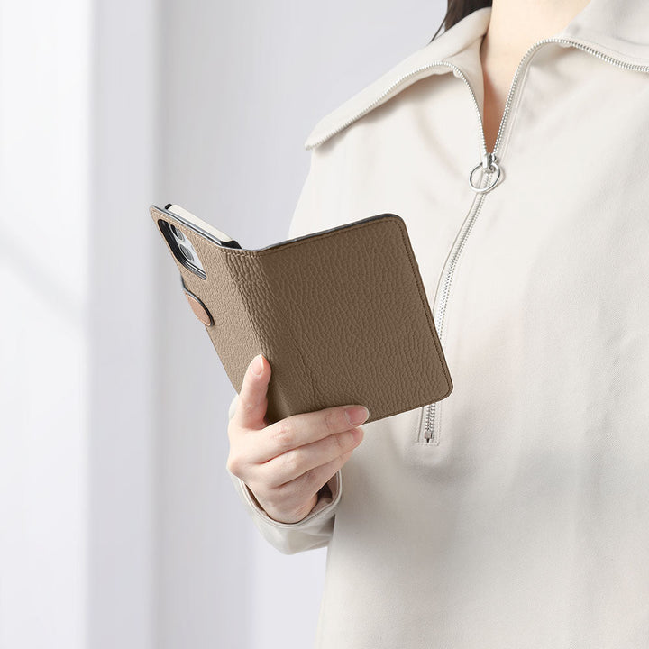 Genuine Leather 32 Colors Italian Shrink Leather Triple Color Notebook-Style Case (With Belt) AQUOS Series
